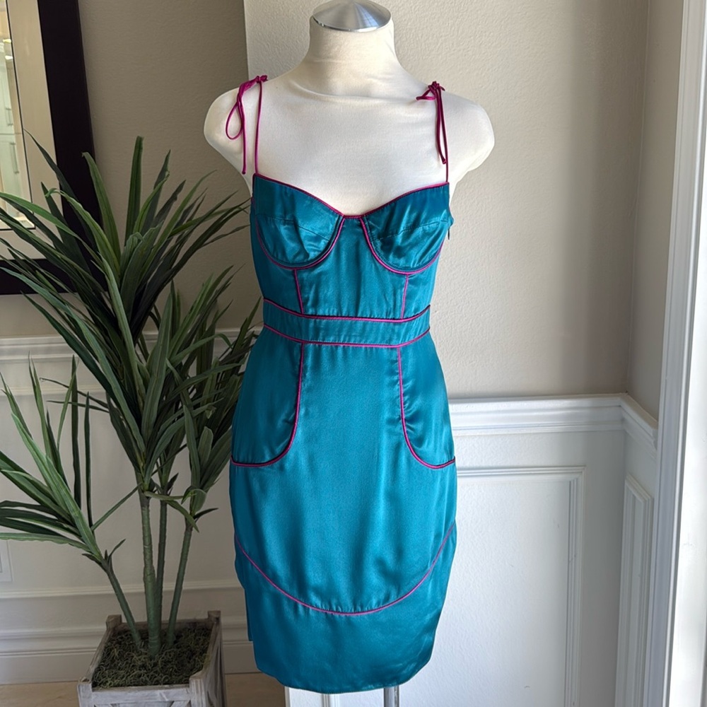 NEW Ingwa Melero Silk Corset Charmeuse Sofia Dress Emerald